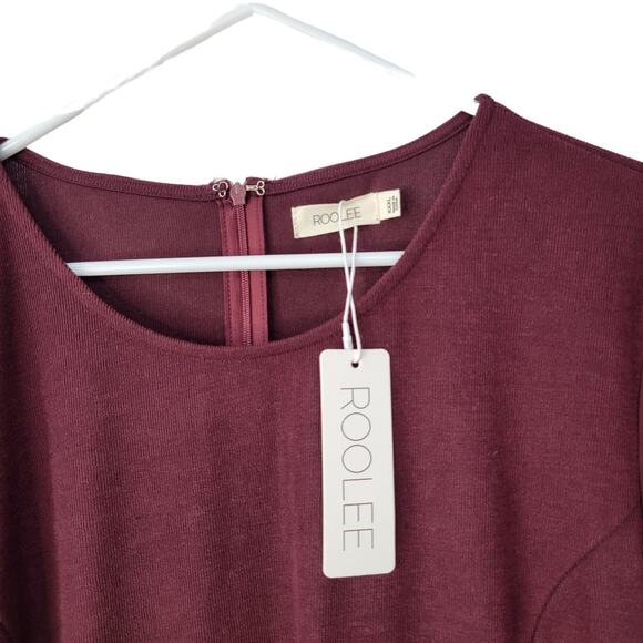 ROOLEE Burgundy Swiss Dot Sleeves Shift Sweater Knee Length Dress Women Sz XXXL - Picture 7 of 8